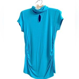 New York & Comapny Teal Turtle Neck Blouse